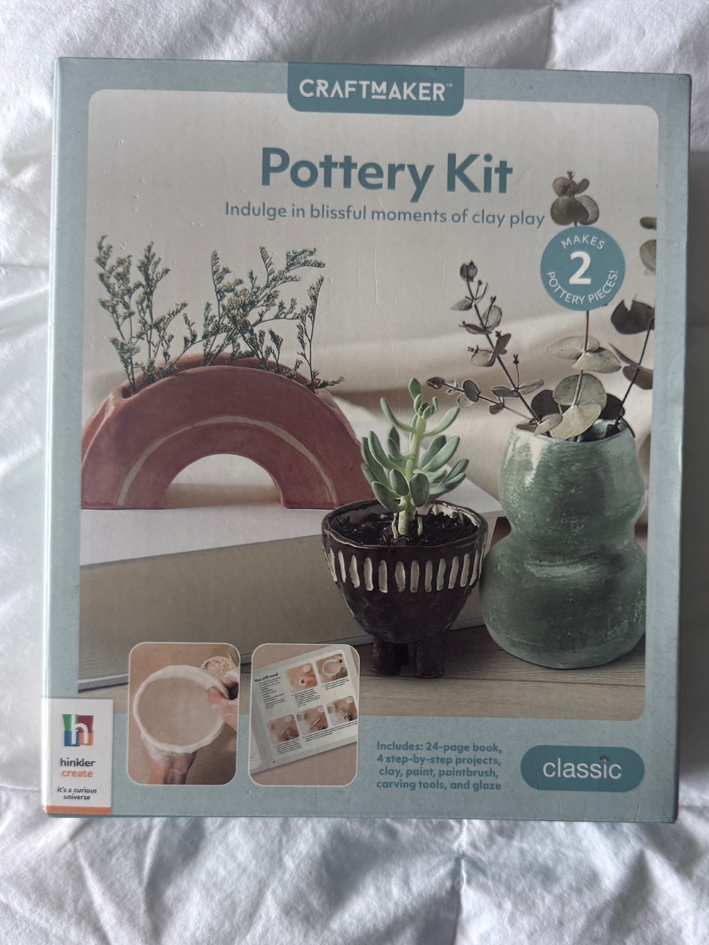 Craftmaker Classic Pottery Kit by Hinkler - Makes 2 Pieces - New in Box